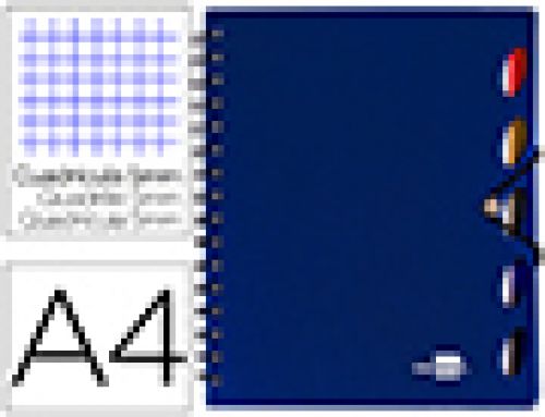 Caderno espiral liderpapel a4 micro executive capa plastico 100 f 80 gr quadricula 5mm 5 separadores com elastico azul , Liderpapel , 35970 , 8423473359703